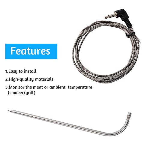Suppmen 2 Packs Temp Meat Probe Replacement Parts for Pellet Grills and Smokers, 3.5 mm Plug，Comes with 1pc Cable Zip Ties - Grill Parts America
