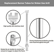 GARNETIN 7636 15.3" Flavorizer Bars and 69787 18" Grill Burners for Weber Spirit I&II 300 Series Spirit E310 S310 E320 S320 E330 S330 SP-330 Replacement Parts with Front Control Knobs - Grill Parts America