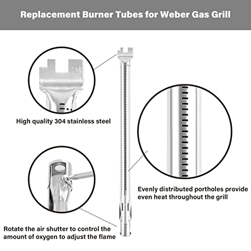 GARNETIN 7636 15.3" Flavorizer Bars and 69787 18" Grill Burners for Weber Spirit I&II 300 Series Spirit E310 S310 E320 S320 E330 S330 SP-330 Replacement Parts with Front Control Knobs - Grill Parts America