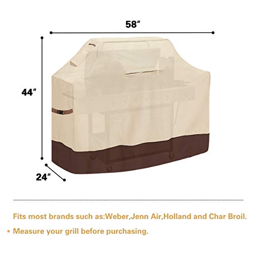 Vailge Grill Cover,58-inch Waterproof BBQ Cover,600D Heavy Duty Gas Grill Cover, UV & Dust & Rip & Fading Resistant,Suitable for Weber, Brinkmann, Char Broil Grills and More,Beige - Grill Parts America