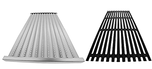 Stamped Emitter & Cast Iron Grill Grate Replacement Parts for Charbroil 463242715 463242716 Commercial Infrared 4B 463257520 463276016 466242715 466242815 G541-0016-W2 G533-2200-W1, 17x9.5'', 3PCS Set - Grill Parts America