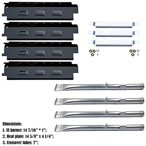 Direct Store Parts Kit DG259 Replacement for Charbroil Grill 463436213,463436215; Thermos 466360113 Repair Kit (SS Burner + SS Carry-Over Tubes + Porcelain Steel Heat Plate) - Grill Parts America