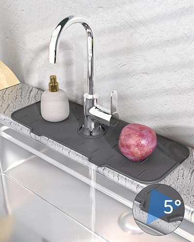 Kitchen Sink Splash Guard - Silicone Faucet Handle Drip Catcher
