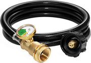 DOZYANT 5 Feet Propane Tank Extension Hose with Gauge -Leak Detector Replacement for Gas Grill, Heater and All Other Propane Appliances, Acme to Male QCC/POL Fittings - Grill Parts America