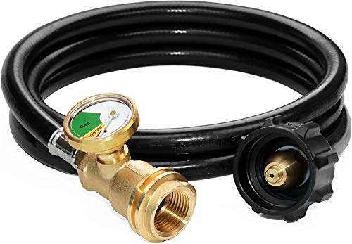 DOZYANT 5 Feet Propane Tank Extension Hose with Gauge -Leak Detector Replacement for Gas Grill, Heater and All Other Propane Appliances, Acme to Male QCC/POL Fittings - Grill Parts America