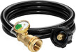 DOZYANT 5 Feet Propane Tank Extension Hose with Gauge -Leak Detector Replacement for Gas Grill, Heater and All Other Propane Appliances, Acme to Male QCC/POL Fittings - Grill Parts America