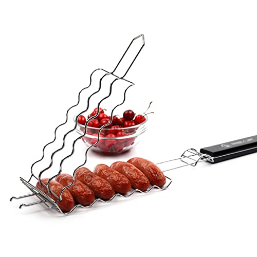 BBQ Barbecue Tools Sausage Barbecue Sausage Barbecue Net Stainless Steel Barbecue Net Outdoor Barbecue Rack Barbecue Clip Charbroil Grill C46g3d Parts (Silver, 57x14x4cm) - Grill Parts America