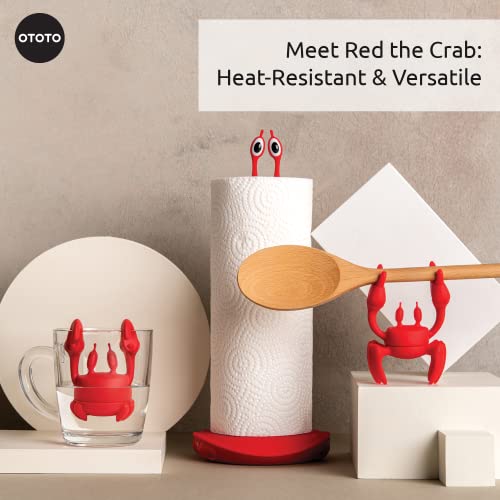 OTOTO Red the Crab Silicone Utensil Rest - Kitchen Gifts, Silicone Spoon Rest for Stove Top - Heat-Resistant Kitchen and Grill Utensil Holder - Non-Slip Spoon Holder Stove Organizer, Steam Releaser - Grill Parts America