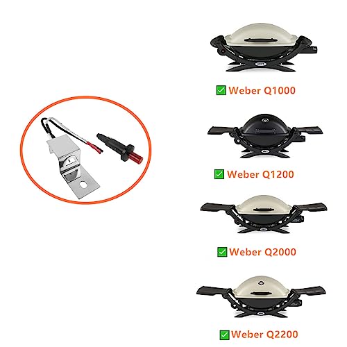 SafBbcue 80462 Grill Igniter Replacement for Weber Q1000 Q 2200 Q1200 Grill Accessories Replacement Parts,Weber Q100 Q120 Q200 Q220 Gas Grill Ignitor Replacement Parts,Weber 386001 386002 566001 Parts - Grill Parts America