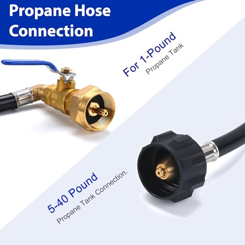 GasSaf 3FT Propane Refill Adapter Hose, Propane Refill Kit with ON/OFF Control Valve for Filling 1 lb Propane Tank Cylinder Bottle - Grill Parts America