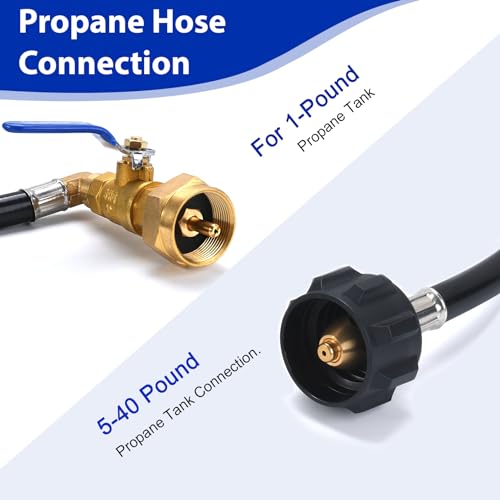 GasSaf 3FT Propane Refill Adapter Hose, Propane Refill Kit with ON/OFF Control Valve for Filling 1 lb Propane Tank Cylinder Bottle - Grill Parts America
