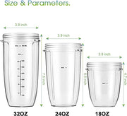Replacement Parts 32oz Blender Cups (2 Packs) Replacement Blender Cups Compatible with NutriBullet 600w and 900w Blender - Kitchen Parts America