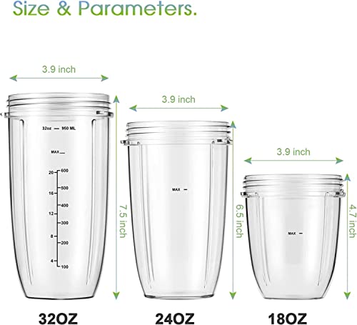 Replacement Parts 32oz Blender Cups (2 Packs) Replacement Blender Cups Compatible with NutriBullet 600w and 900w Blender - Kitchen Parts America