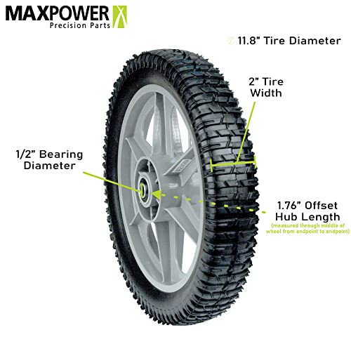 Maxpower 335112 Plastic Spoked Wheel, 12 Inch (Actual diameter is 11.75 inch) - Grill Parts America