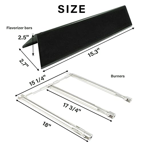 GARNETIN 7636 15.3" Flavorizer Bars and 69787 18" Grill Burners for Weber Spirit I&II 300 Series Spirit E310 S310 E320 S320 E330 S330 SP-330 Replacement Parts with Front Control Knobs - Grill Parts America