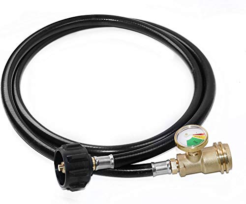 DOZYANT 5 Feet Propane Tank Extension Hose with Gauge -Leak Detector Replacement for Gas Grill, Heater and All Other Propane Appliances, Acme to Male QCC/POL Fittings - Grill Parts America