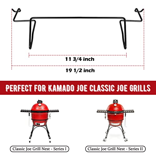 Grate Rack Fits for Kamado Joe Classic Joe Accessories Powder Coated Steel Perfect for Storing Cooking Grid Grate, Grate Rack, Ceramic Heat Deflector Plates, Cast Iron Grill Grate（2 Piece） - Grill Parts America