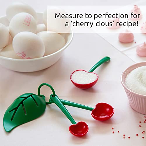 OTOTO Mon Cherry Measuring Spoons & Egg Separator- Valentines Gift for Her, Valentines Gifts- Measuring Spoon Set For Baking- BPA-free & Dishwasher Safe Teaspoon Set, Dry & Liquid Ingredients (4 pc) - Grill Parts America