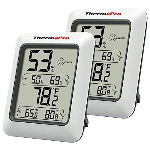 ThermoPro TP50 2 Pieces Digital Hygrometer Indoor Thermometer Room Thermometer and Humidity Gauge with Temperature Humidity Monitor - Grill Parts America