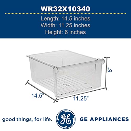 GE WR32X10340 Genuine OEM Crisper Drawer (Clear) for GE Refrigerators - Grill Parts America
