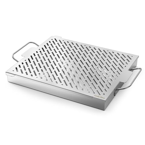 Onlyfire Stainless Steel Wood Chip Smoker Box, Rectangle BBQ Smoker Box With Removable Water Reservior for Charcoal or Gas Grills, 13.7 x 11.8 Inch - Grill Parts America