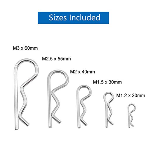 Assorted R Spring Clips XBDZR 25 Pcs R Shaped Spring Cotter Pins Fastener Assortment Kit, Zinc ...