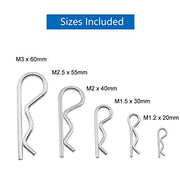 XBDZR 25 Pcs R Shaped Spring Cotter Pins Fastener Assortment Kit, Zinc Plated Steel Retaining Hair Pin for Hitch Pin Lock System - 5 Sizes - Grill Parts America
