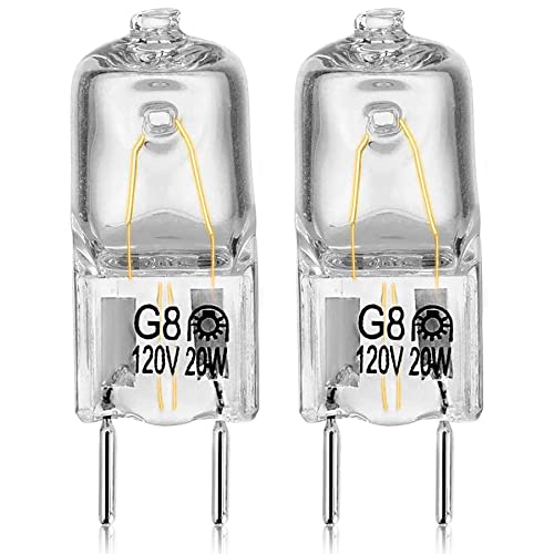 Microwave Light Bulb for GE Samsung Kenmore Maytag Elite Over The Stove Range Microwave Oven, Halogen Light Bulb with G8 Bi-pin Base 20W Under Microwave Light, Replaces WB25X10019 WB36X10213, 2 Pack - Grill Parts America
