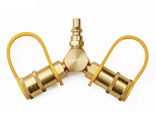 DOZYANT 1/4'' RV Propane Quick Connect Y Splitter Adapter for RV Trailer and Quick Connect Propane Hose Connect to Motorhome Tabletop Grill, 2 Way LP Gas Adapter 1/4" Quick Connect or Disconnect Kit - Grill Parts America