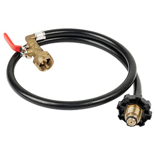 GASPRO 1lb Propane Tank Refill Adapter Kit | Universal 3ft Hose with Safety Shutoff Valve | Easily Fill 1lb Bottles from 20lb Tank - Grill Parts America
