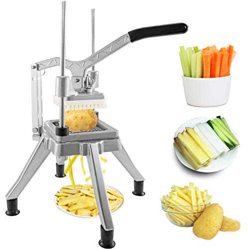 VEVOR Commercial Vegetable Fruit Chopper 3/8″ Blade Professional Food Dicer Kattex French Fry Cutter Onion Slicer Stainless Steel for Tomato Peppers Potato Mushroom Upgrade Style 3/8" - Kitchen Parts America