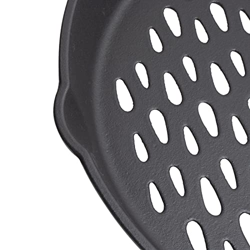 MOASKER 12" Cast Iron Round Grill Basket for Veggie Meat Fish, Dual Handle BBQ Grill Topper for Outdoor Grill, Fit for any Charcoal Smoker & Gas Grills, Nonstick Pan Tray - Grill Parts America