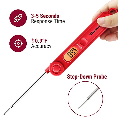 ThermoPro TP03 Digital Meat Thermometer for Cooking Kitchen Food Candy Instant Read LCD Thermometer with Backlight and Magnet for Oil Deep Fry BBQ Grill Smoker Thermometer - Grill Parts America