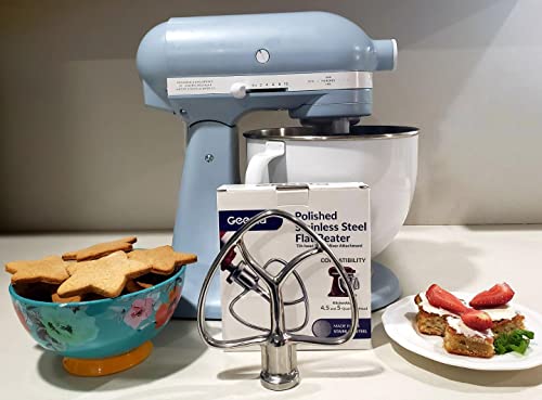 Geesta Polished Stainless Steel Flat Beater for Kitchen aid 4.5 Qt - 5 Qt Tilt-Stand Mixer Attachments for Kitchen Paddle, Baking - Pastry, Pasta Dough, Lcing, Mixing Accessory - Dishwasher Safe - Kitchen Parts America