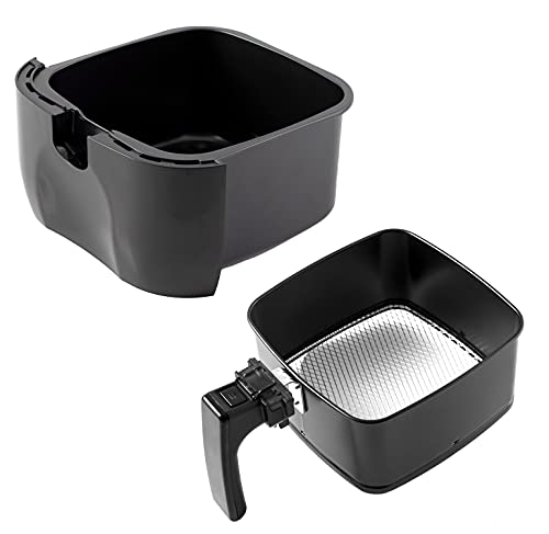 Nuwave 3QT Brio Replacement Base Tray & Fry Pan Basket – Compatible with NuWave 3QT Brio Model 36001 & 36011,Black - Grill Parts America