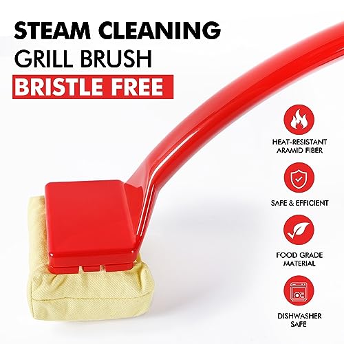  BBQ Grill Brush Bristle Free for Outdoor Grill, BBQ Accessories  with 2 Sponge Replaceable Grill Brush Head, Steam Grate Cleaner,BBQ  Cleaning Brush,Grill Brush Set, Bristle Free Grill Brush and Scraper 