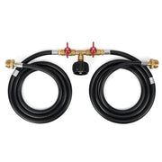 Stanbroil 5 Feet Propane Hose with QCC1 / Type1 Fitting, 2 Way Y Splitter Hose with Shut Off Valve Perfect for Camping, Heater, Grill, Stove - Grill Parts America