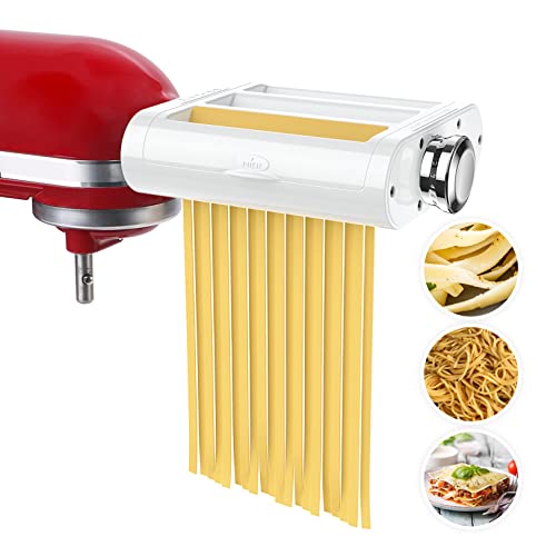 3-Piece Pasta Roller & Cutter Set Attachment for KitchenAid Stand