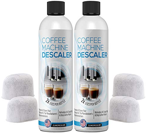 Keurig Compatible Descaling Solution (2 Bottles, 4 Uses Plus 4 Filters) - Universal Descaler Cleaner Concentrate Kit Compatible With All Keurig 1.0 & 2.0 K-Cup Pod Machines and Espresso Machines - Kitchen Parts America