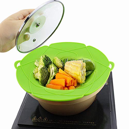 JOUDOO 1 Pack Spill Stopper Lid Cover and Overflow Stopper Lid Cover for Pans and Pots Boil, Boil Over Safeguard, Anti Spill Lid Fits Openings 5.5" to 9.5" in Diameter (Green) - Kitchen Parts America
