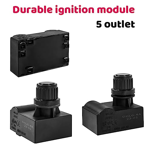 Uniflasy Grill Igniter Kit,Electronic Ignition Module and Switch Button with Wires for Charbroil Ignitor, Replacement for CharBroil Ignition Systems and Most CharBroil Gas Grills,5 Outlets - Grill Parts America