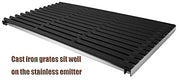 Stamped Emitter & Cast Iron Grill Grate Replacement Parts for Charbroil 463242715 463242716 Commercial Infrared 4B 463257520 463276016 466242715 466242815 G541-0016-W2 G533-2200-W1, 17x9.5'', 3PCS Set - Grill Parts America