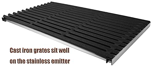 Stamped Emitter & Cast Iron Grill Grate Replacement Parts for Charbroil 463242715 463242716 Commercial Infrared 4B 463257520 463276016 466242715 466242815 G541-0016-W2 G533-2200-W1, 17x9.5'', 3PCS Set - Grill Parts America