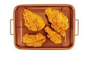 EaZy MealZ Crisping Basket & Tray Set | Air Fry Crisper Basket | Tray & Grease Catcher | Even Cooking | Non-Stick | Healthy Cooking (9.5" x 13", Copper) - Kitchen Parts America