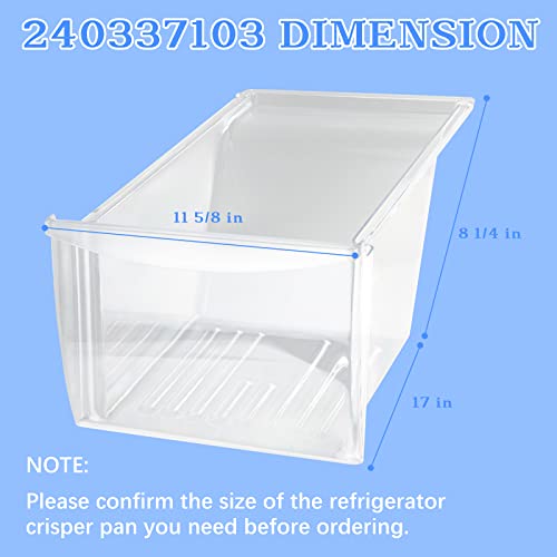 240337103 Refrigerator Bottom Crisper Drawer Pan Replacement Parts compatible with Frigidaire Kenmore Replaces 240337105 240337107 240337108 240337109 891037 AP2115849 PS429854 AH429854 EAP429854 - Grill Parts America