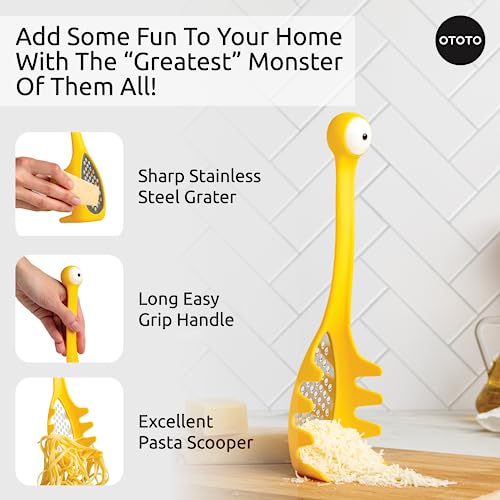 New!! Multi Monster 2-in-1 Cheese Grater & Spaghetti Spoon by OTOTO - Grater & Ladles for Serving - Grater, Small Cheese Grater, Funny Kitchen