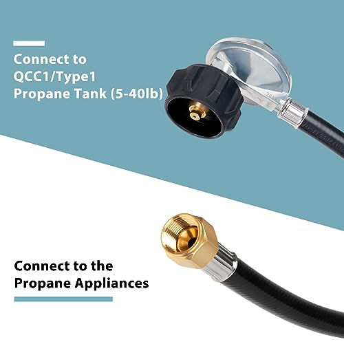 SHINESTAR Gas Grill Regulator and Hose, Propane Regulator Replacement Part for Camp Chef Griddle & Stove and Blackstone Griddle, with 3/8" Female Flare Nut, Low Pressure, 3FT - Grill Parts America