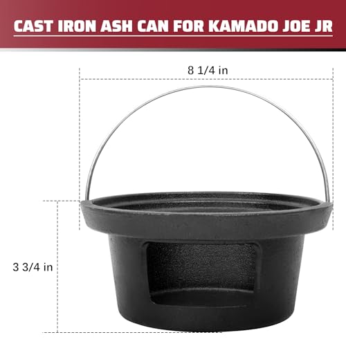 Cast Iron Ash Can with Handle for Kamado Joe Junior Grill, High Temperature Resistance Heavy Cast Iron Charcoal Ash Collector for Kamado Joe JR Accessories - Grill Parts America