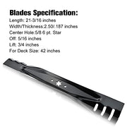 Grasscool 42 Inch Mower Mulching Blades for Troy Bilt Mustang Pony Bronco Cub Cadet 42'' XT1 XT2 LT42 LTX1040 RZT-L42 Lawn Mower Replace 942-0616 742-0616 942-04126 942-04308-X - Grill Parts America
