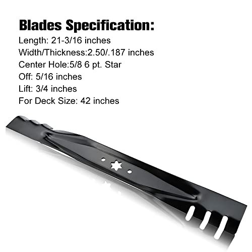 Grasscool 42 Inch Mower Mulching Blades for Troy Bilt Mustang Pony Bronco Cub Cadet 42'' XT1 XT2 LT42 LTX1040 RZT-L42 Lawn Mower Replace 942-0616 742-0616 942-04126 942-04308-X - Grill Parts America